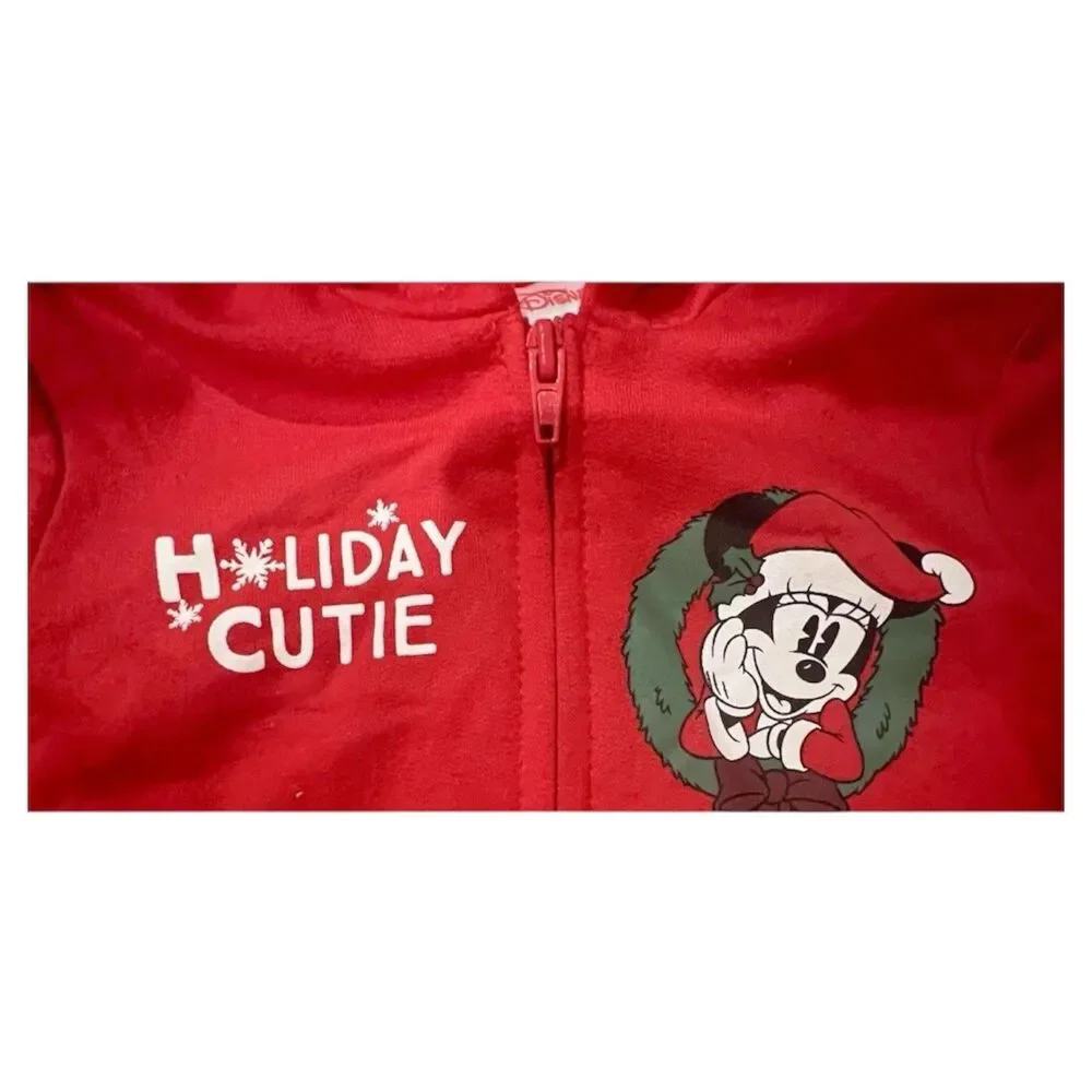 Disney Baby Minnie Mouse Holiday Cutie Red Romper Size 12 Months